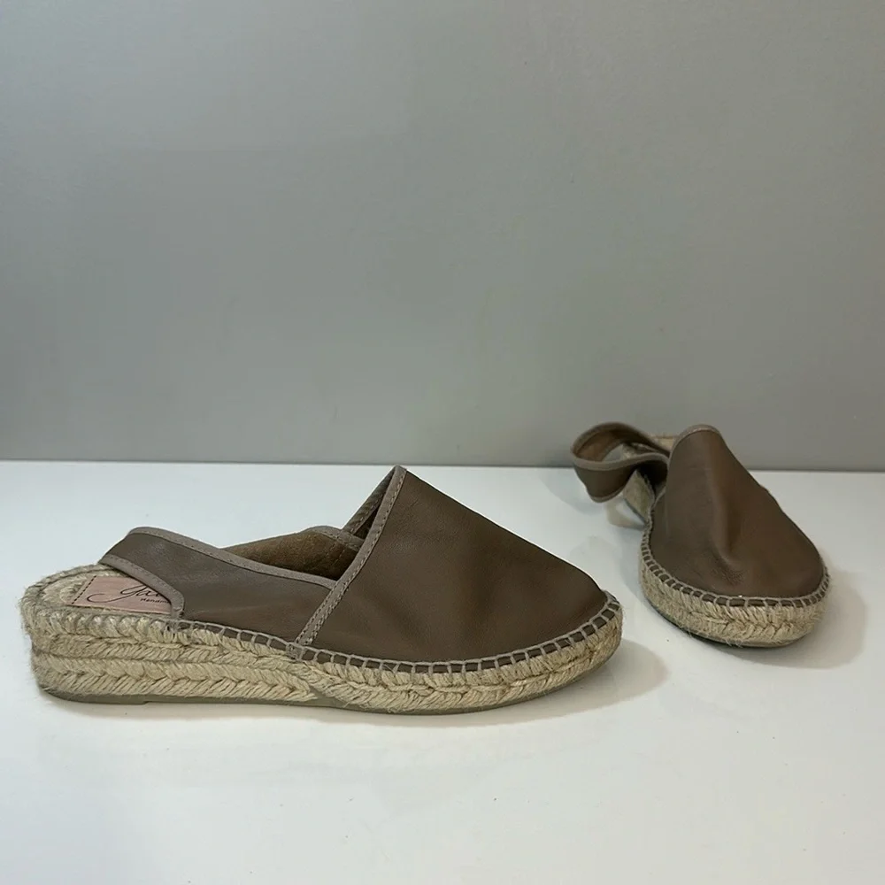 Anthropologie Gaimo Leather Slingback Espadrille Sandals Size 36(5.5)